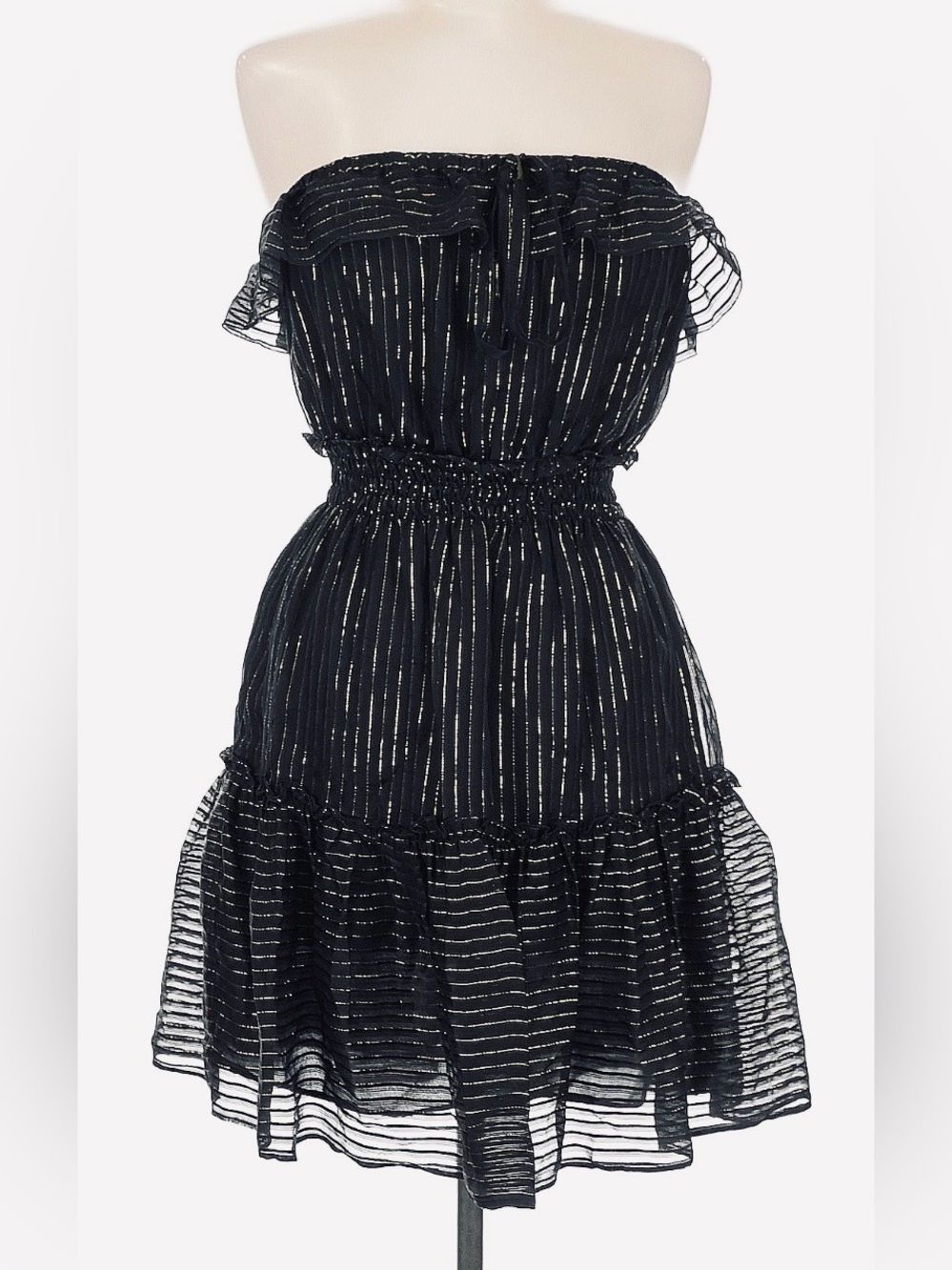 Elegant Bebe Black & Gold Striped Dress